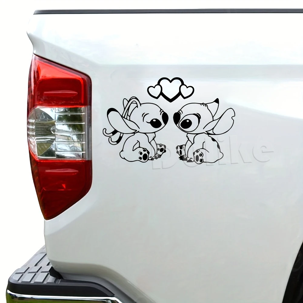 Stitch in Love Vinyl Sticker For Car Truck Bumper Window Decoration, Angel and Stitch Laptop Car Window Decals Decor