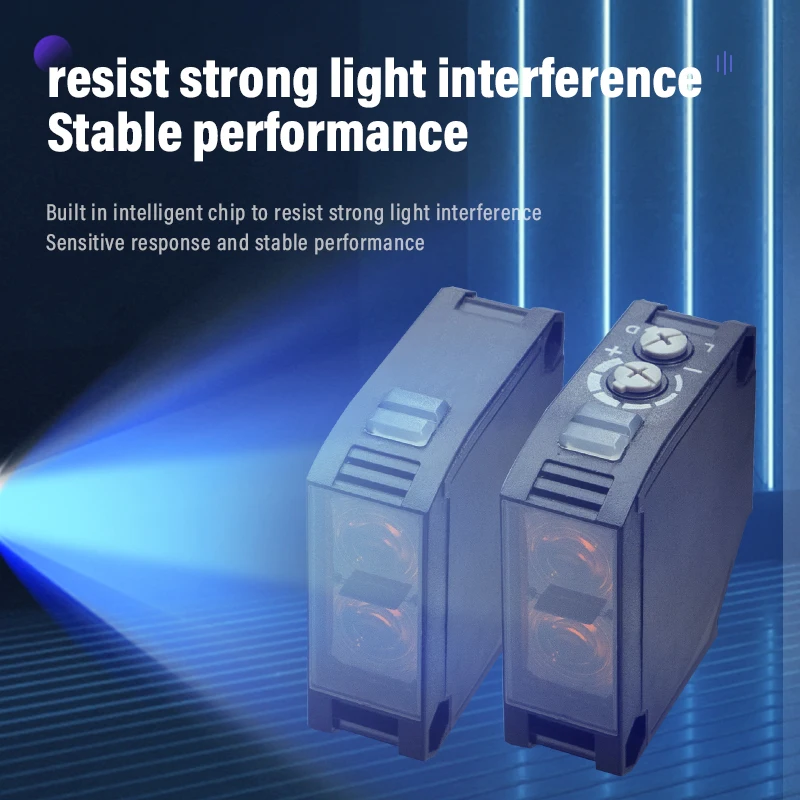 Square Laser Photoelectric Sensor Diffuse Reflection Through-Beam Far and Near Adjustable Sensor Switch Three/Five-Wire Ac and Dc 24V