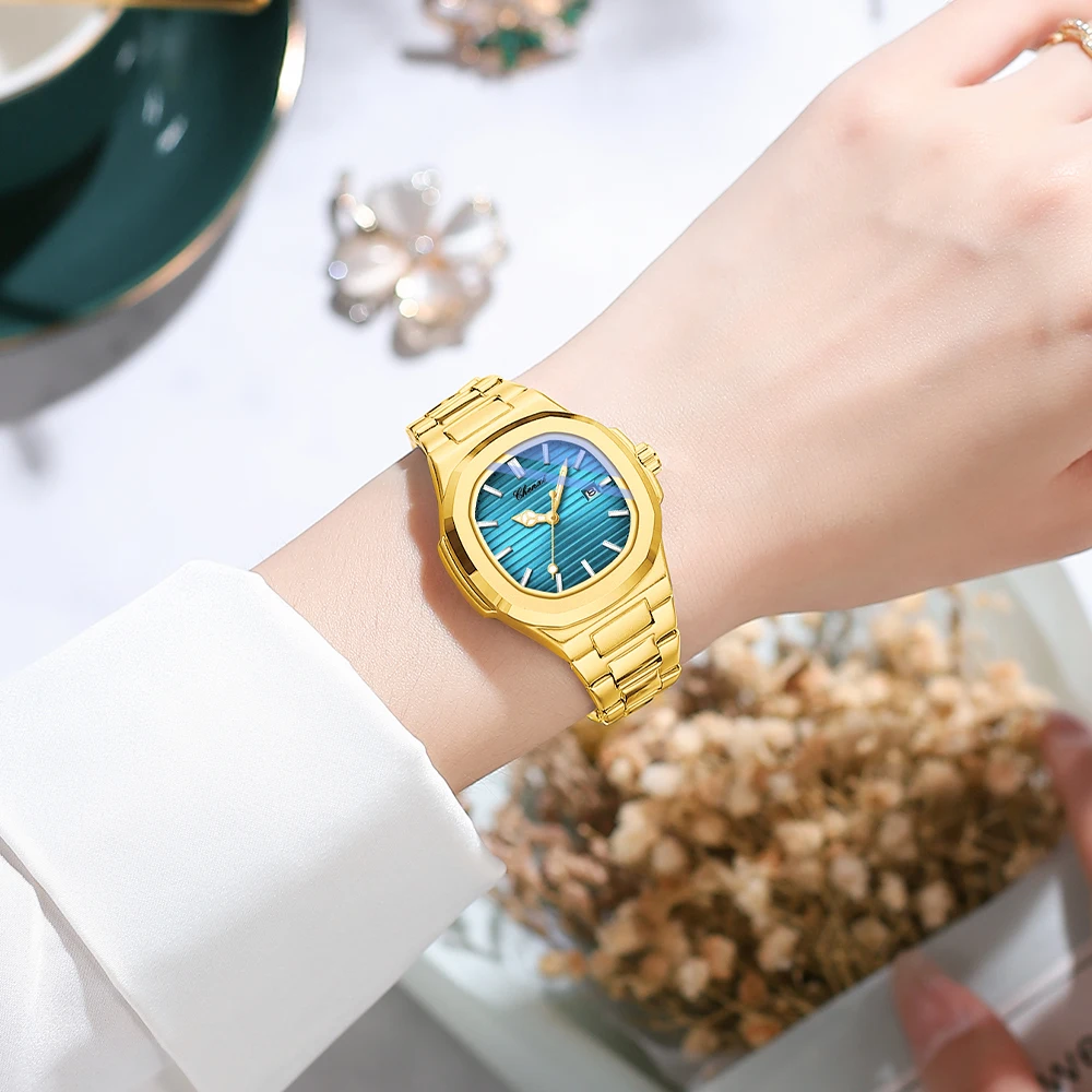 CHENXI Quartz Watches For Women Fashion Gold Women's Wristwatches Luminous Waterproof Calendar Woman Watch