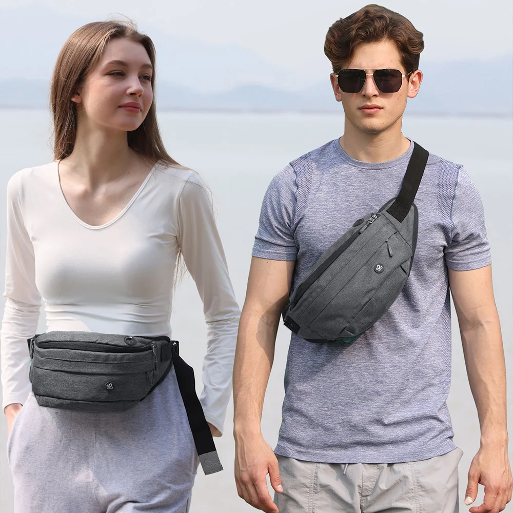 حقيبة خصر WATERFLY Fanny Pack للرجال والنساء مقاومة للماء وحقائب كبيرة للمشي لمسافات طويلة وحقائب كتف كروس للجري والمشي