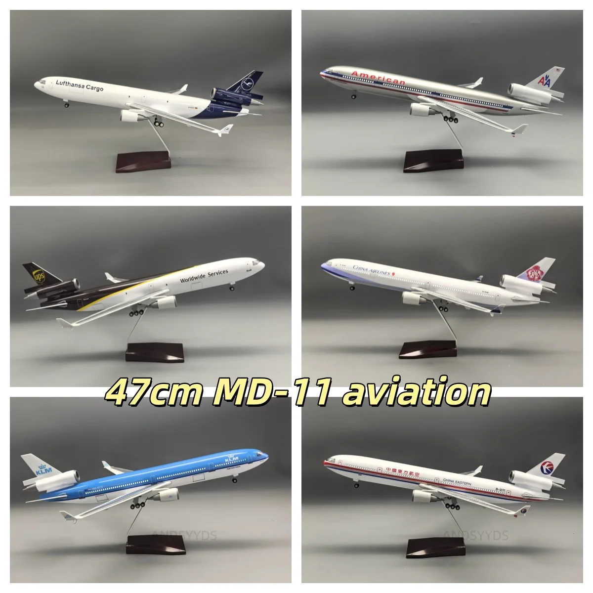 

1/130 Scale Model Airplanes 47cm MD-11 Series Resin Diecast Aircraft Assemble Model With Wooden Base Exquisite Business Gifts