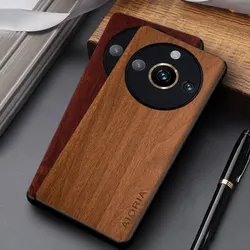 Case for Realme 11 Pro Plus 11X funda wooden bamboo pattern PU leather cover for realme 11 pro case coque
