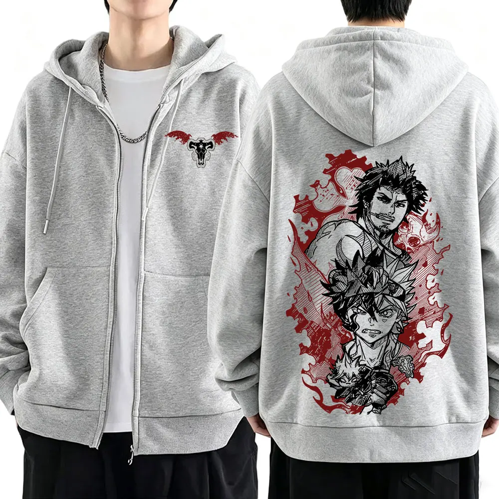 Anime Black Clover Yami Sukehiro Asta Zipper Hoodies Men Women Clothing Fashion Casual Zip Up Hooded Sweatshirts Coats Jacket