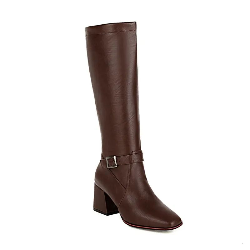 Oversize Large size Big size womens fashion boots Square toes Thick Heel boots female women shoes Comfortable