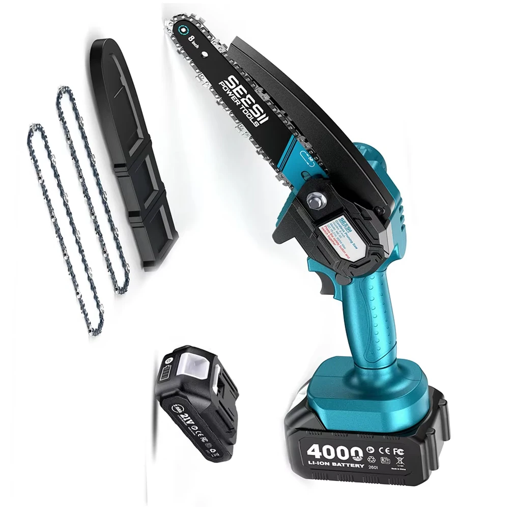 SEESII 6'' Cordless Mini Chainsaw Handheld Electric Power Chain Saw with Battery for Tree Trimming Wood Cutting Best Gifts for Father Dad Husband Men