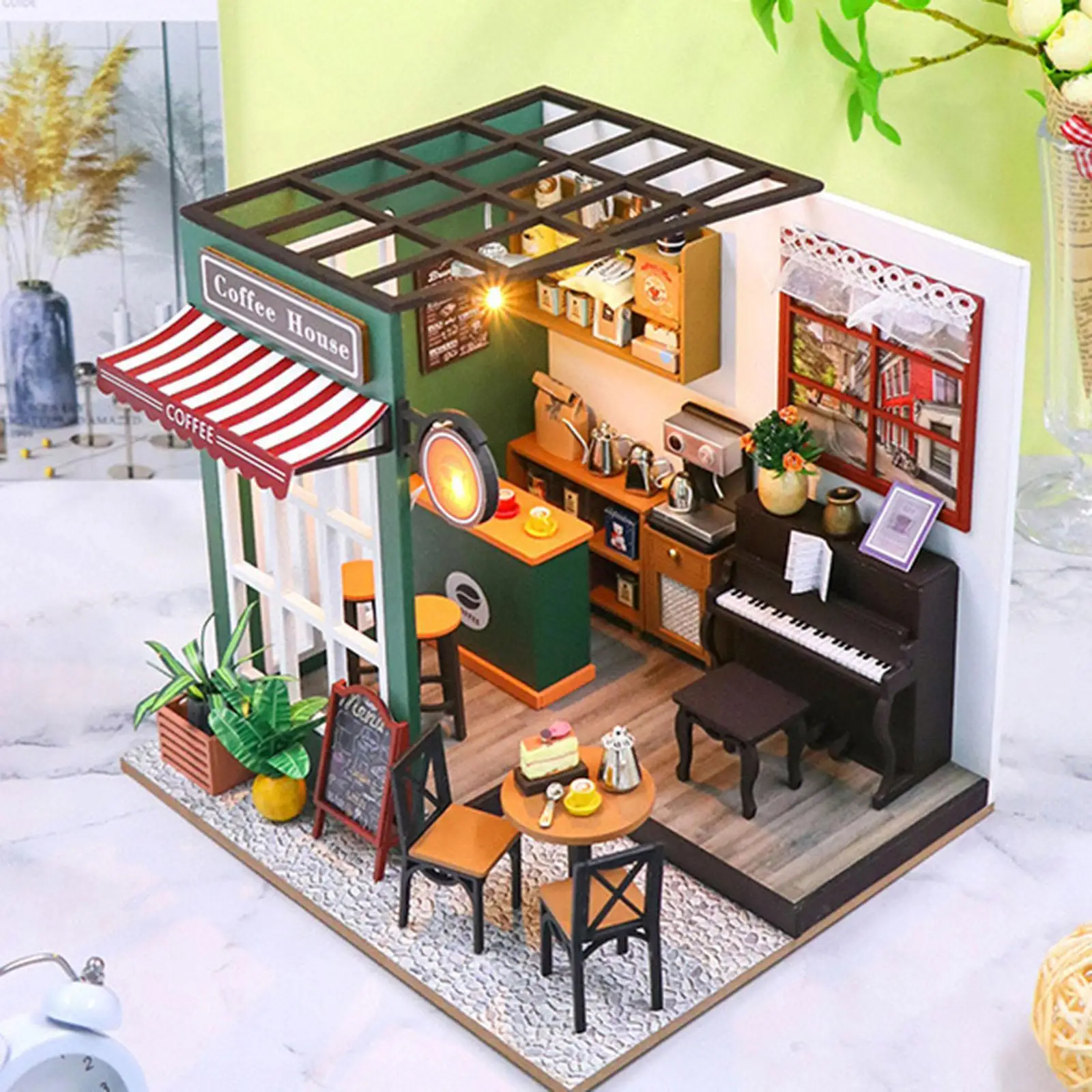 

Miniature House DIY Mini Dollhouse Craft Built in LED Lights for Mother