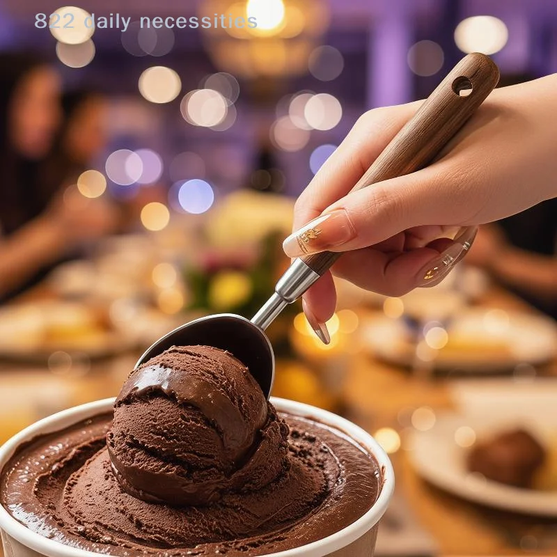 convenientVersatile Stainless Steel Ice Cream Scoop with Fruit Cutter Dual-Purpose for Home and Events