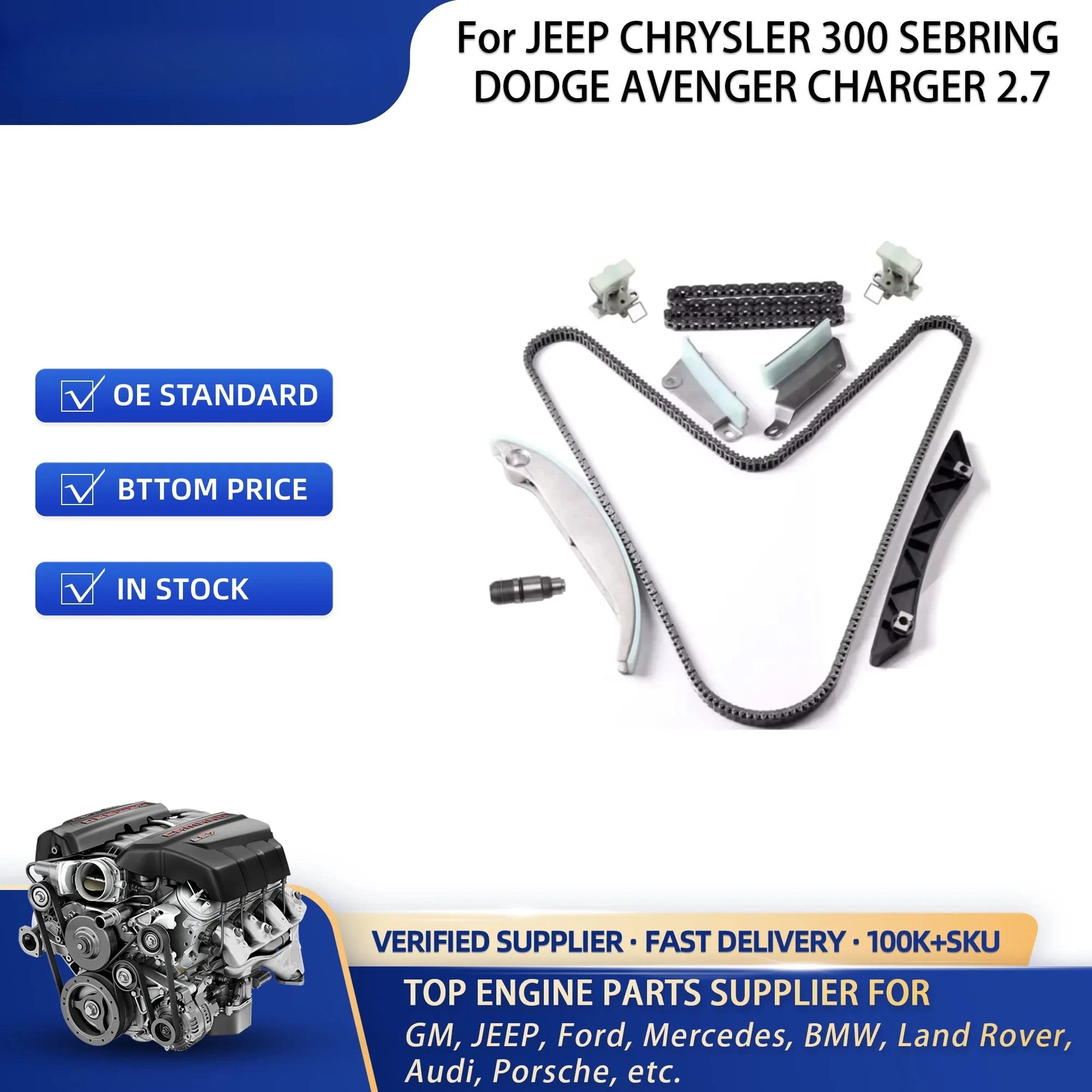 Linkteco Timing Chain Kit for 2007-2010 JEEP CHRYSLER 300 SEBRING DODGE AVENGER CHARGER 2.7L V6 EER GAS 4892349AA