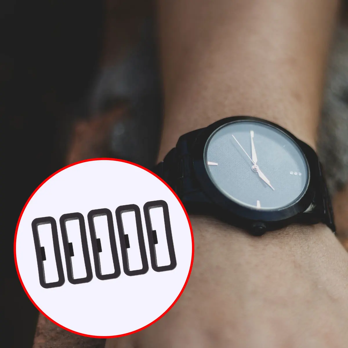 5Pcs Watch Strap Loop Silicone Ring Flexible Sturdy Replacement Band Holder for Black Inner Diameter 22Mm