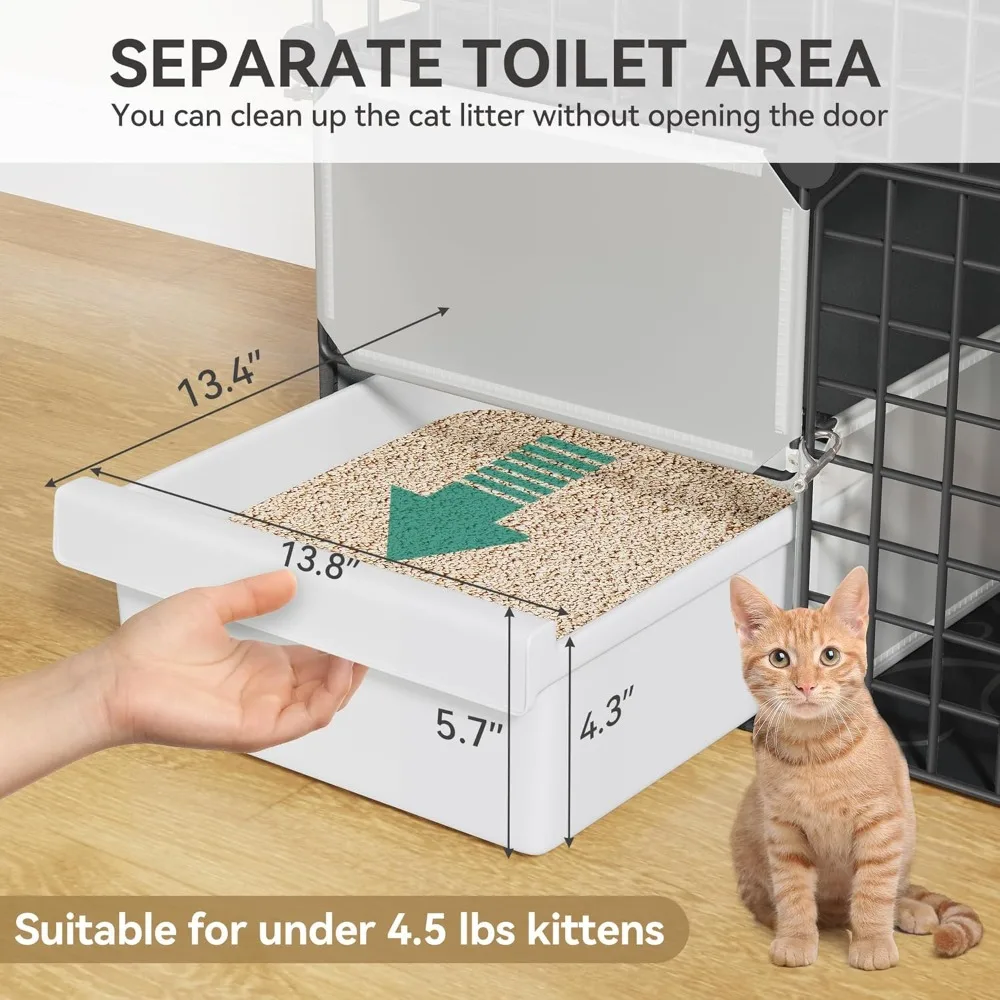 قفص قطط مكون من 4 طبقات مع صندوق فضلات: حاوية داخلية متعددة المستويات لمنزل القطط لـ 1-3 قطط صغيرة، أسود #4