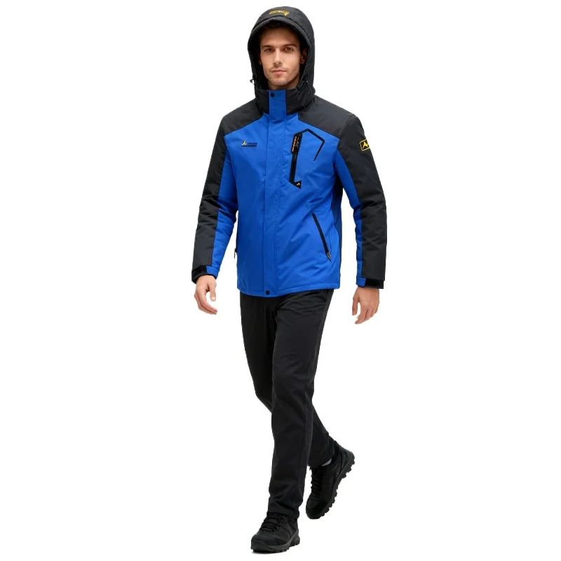 

2025 New Outdoor Fleece-Lined Thickened Men's Ski and Mountaineering Jacket, Warm and Cold-Resistant Cotton Coat, Large Size