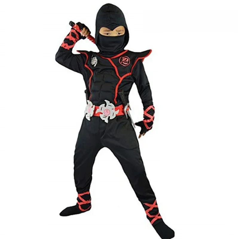 Boys Ninja Deluxe Costume for Boy with Weapon Accessories Girl Kung Fu Outfit Halloween Ideas Gifts