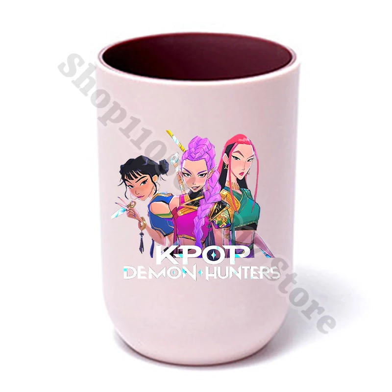 KPop شيطان الصيادين فتاة كوب فرشاة الأسنان البلاستيكية الأطفال الكرتون لطيف غسول الفم أكواب الاطفال أنيمي المحمولة شطف القدح هدية الكريسماس #5