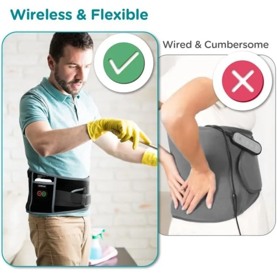 Customizable Comfytemp Cordless Heating Pad with Massager Back Pain Relief Portable Lower Back Massager gifts for mom christmas