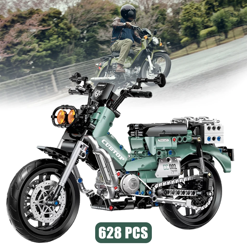 

628Pcs City Technical CROSS CUB 110 Model Building Blocks Underbone Motorcycle Super Cub DIY Bricks Toys for Kids Christmas Gift