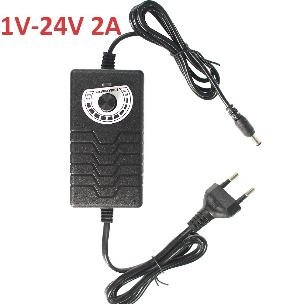 Verstelbare Adapter Voeding Converter DC 3V 5V 9V 12V 24V 2A 220V EU Naar 3 9 12 24 Volt Voeding Oplader 5.5mm