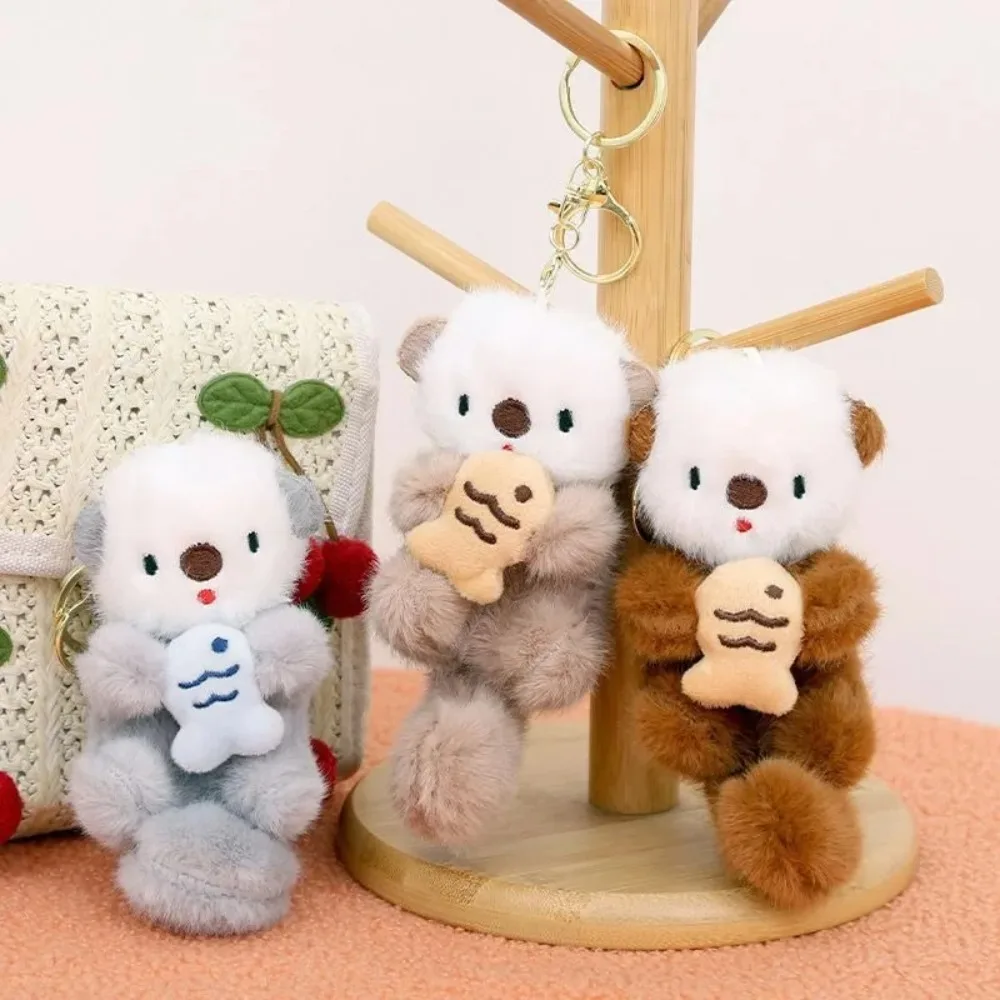 New Cartoon Sea Otter Plush Keychain Small Pendant Fish Seal Plush Doll School Bag Pendant view 3