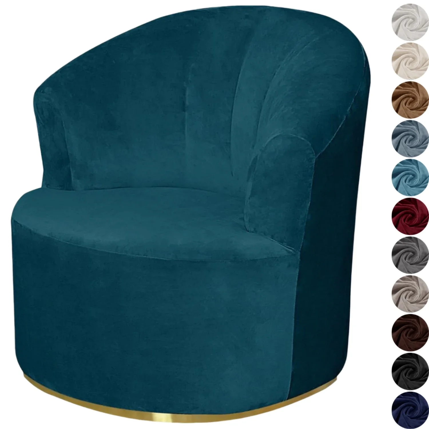 Velvet Swivel Barrel Chair Cover Soft Round Club Armchair Slipcover Accent Chair Slipcover Stretch Single Sofa Cover Washable