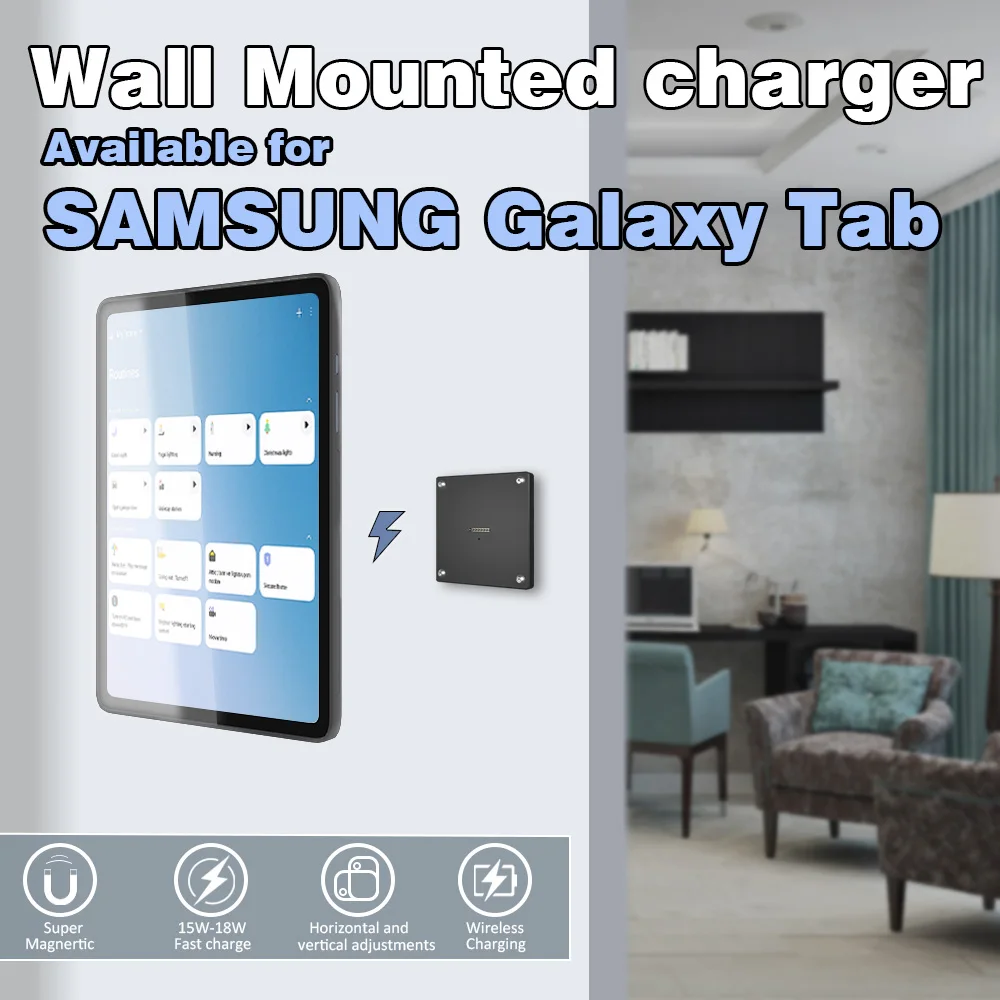 

Магнитное настенное крепление Zilvex для Samsung Galaxy Tab, модернизированное настенное крепление с быстрой зарядкой 18 Вт, мощное магнитное вращающееся на 360 градусов настенное крепление