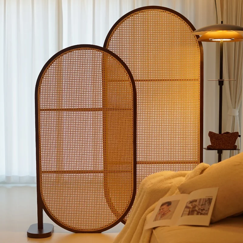 French screen, partition living room, New Song Dynasty rattan folding bedroom, bed complex medieval movable entry, facing