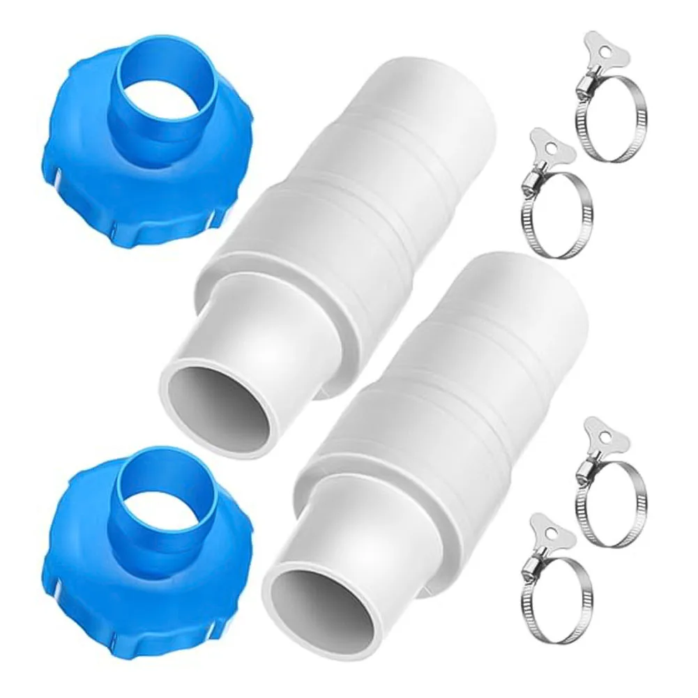 Pool Hose Size Conversion Kit 8 Pieces with 1 1/4 to 1 1/2 Couplers 11238 B Adaptors and Stainless Steel Clamps for Vacuum
