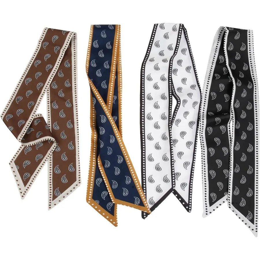 4 قطعة الأوشحة الموضة للنساء متعددة الوظائف بوهو الأوشحة Headbands وشاح من الساتان لحقيبة إكسسوارات الشعر مثالية ل عادية O