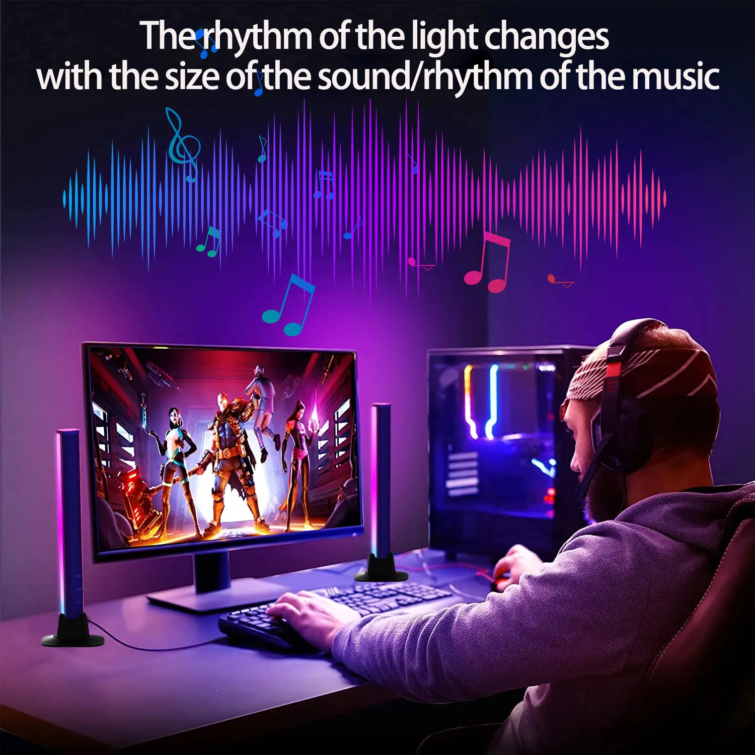 Imagem -05 - Wifi Rgb Fluxo de Luz Led Bluetooth Desktop Decoração Luzes Quarto tv Jogo Fundo Atmosfera Iluminação Noturna Detecção Música