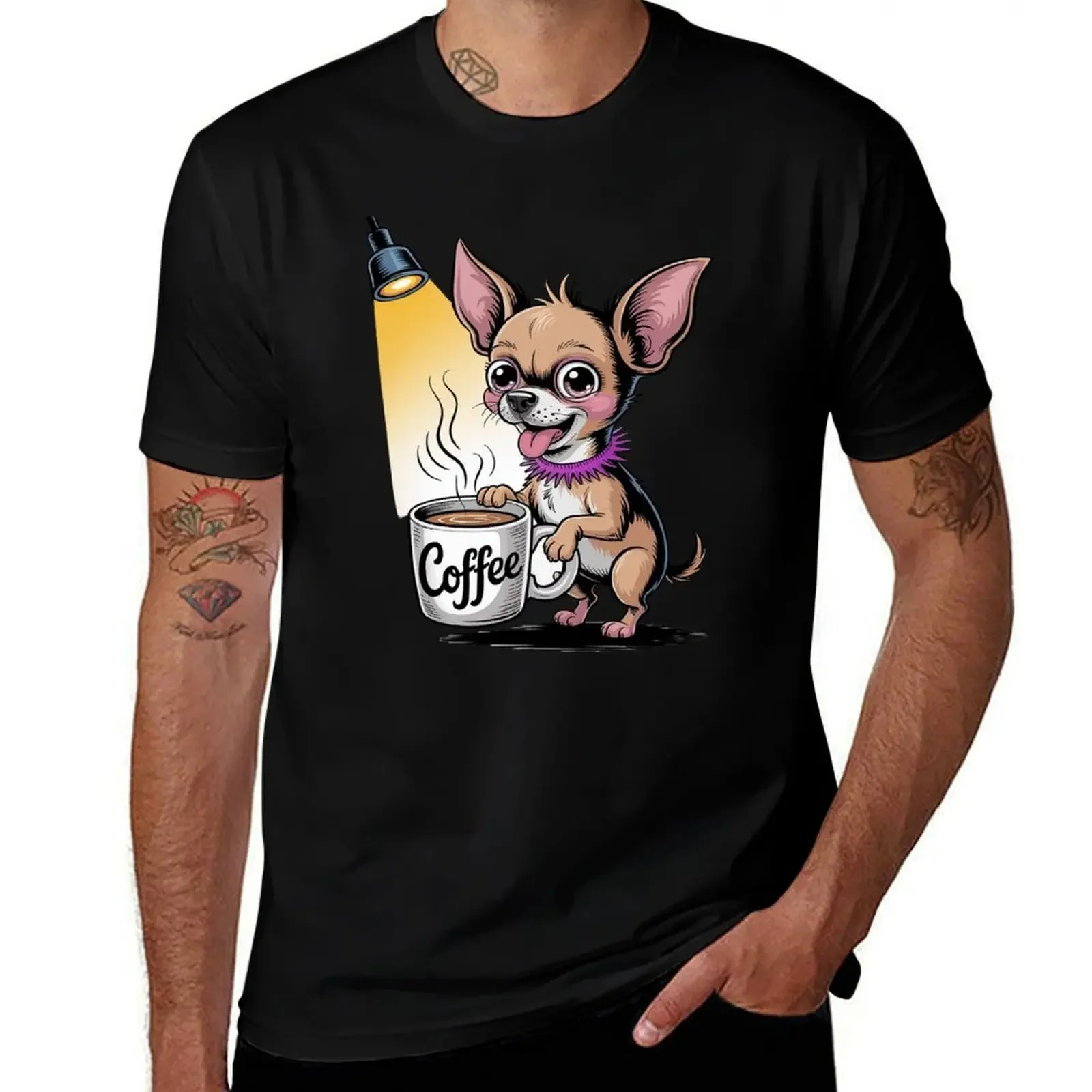 

Cute Unique Chihuahua & Coffee Art T-Shirt tops anime shirt man t shirt plain t shirts men