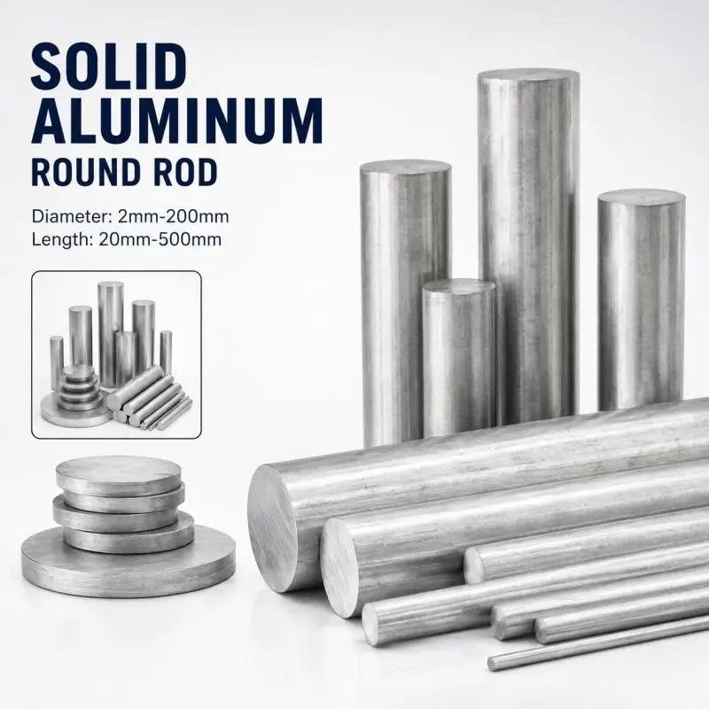 10/5/1PCS 6061 Aluminum Solids Round Rod Bar, Dia 2~200mm Length 20~500mm, Solids Metal Stock for DIY Lathe Tool
