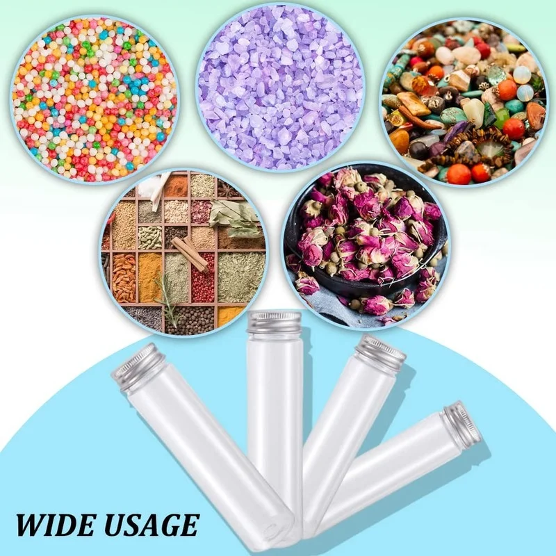 25 Pcs 80ml Test Tubes,Clear Clear Plastic Test Tubes with Caps for Candy,Bath Salts,Spices,Dried Flowers and Party Decor