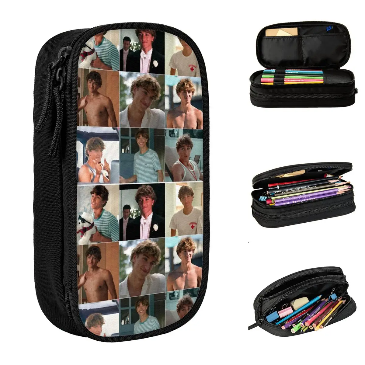 مقلمة إرميا فيشر كولاج في الصيف تحولت أكياس أقلام جميلة للأطفال مستلزمات تخزين كبيرة هدايا حقيبة أقلام رصاص #2