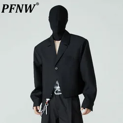 PFNW Short Suit Coat Men's Loose Simple 2024 Summer New One-button Solid Color Personality Casual Versatile Male Blazer 12C162