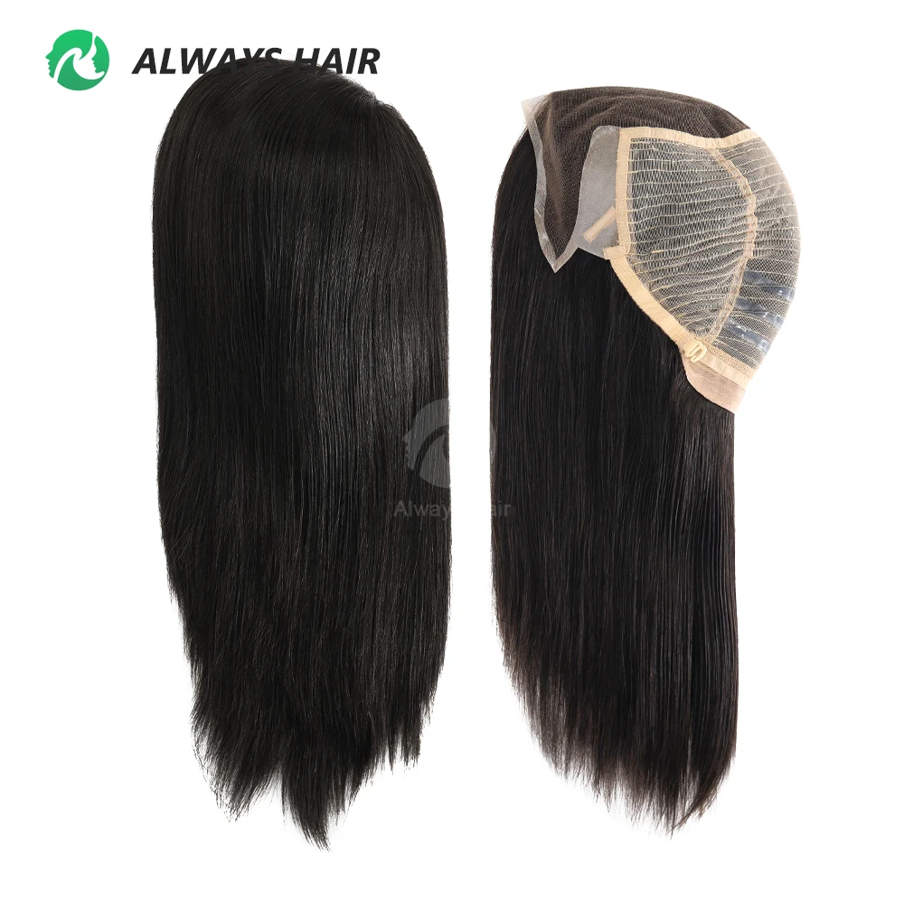 

Alwayshair - 14-дюймовый французский парик спереди и верхней части шнурка, средний размер, натуральные прямые китайские человеческие волосы Remy, женские парики