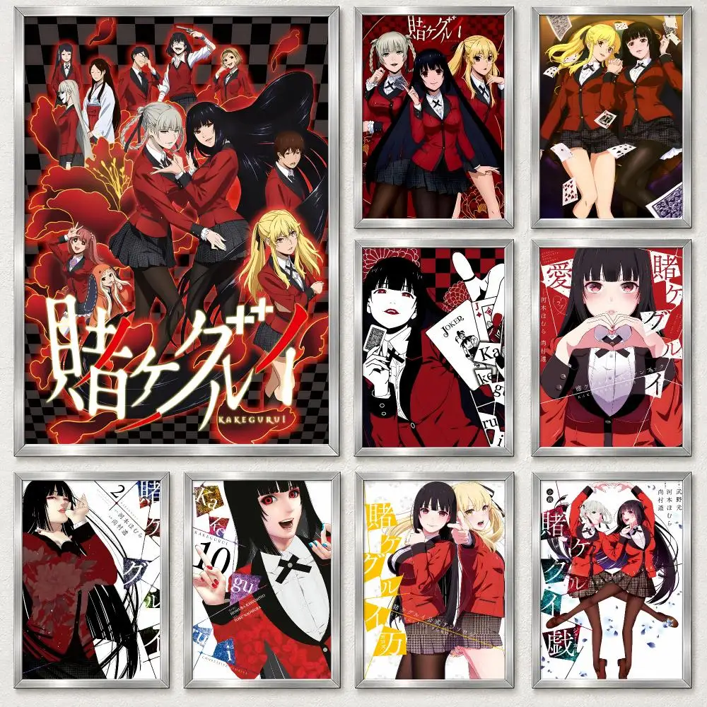 Dark Gambling Psychological Anime Kakegurui Poster Self‑Adhesive Waterproof PP Poster Coffee Bar Wall Art Home Decor