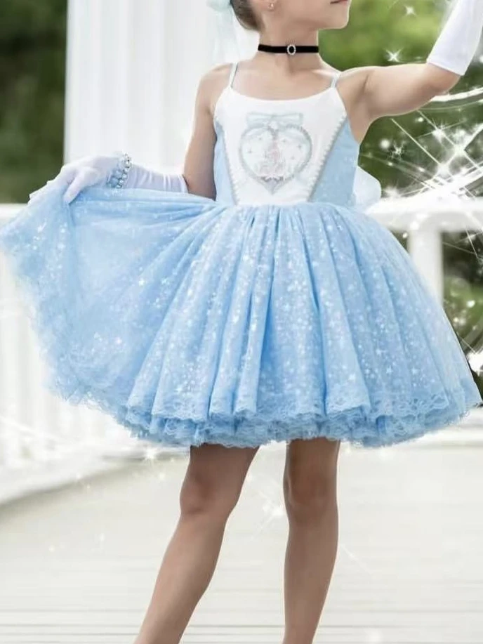 

0-12Y Baby Girl Summer Handmade Castle Embroidery Blue Vintage Princess Dress for Birthday Photography Holiday Eid B484