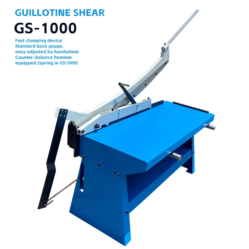 Table tin shears manual metal shears GS-1000 quick clamping standard back gauge hand wheel adjustment balance hammer