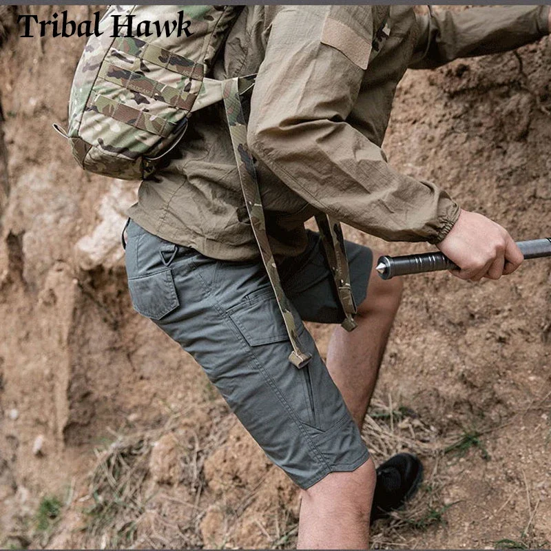 Pantalones cortos tácticos de camuflaje para hombre, pantalones impermeables de algodón con múltiples bolsillos, Airsoft, Verano