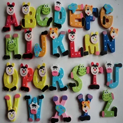 Wooden magnetic refrigerator magnet Cartoon 26 English letter model ornaments Wooden cute Alphabet Magnets kid Educational Toy