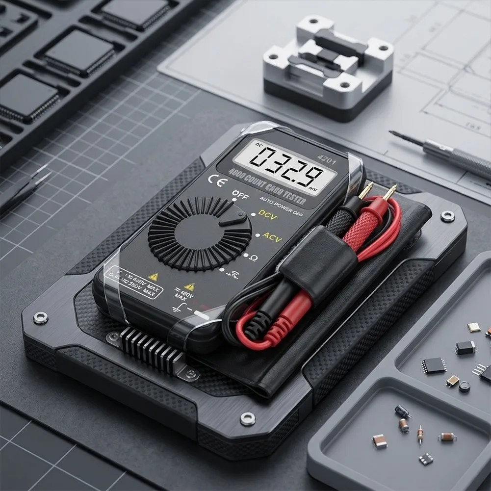 4201 Pocket Digital Multimeter with Auto Range for AC DC Voltage and Resistance Measurement 4000 Counts LCD Display