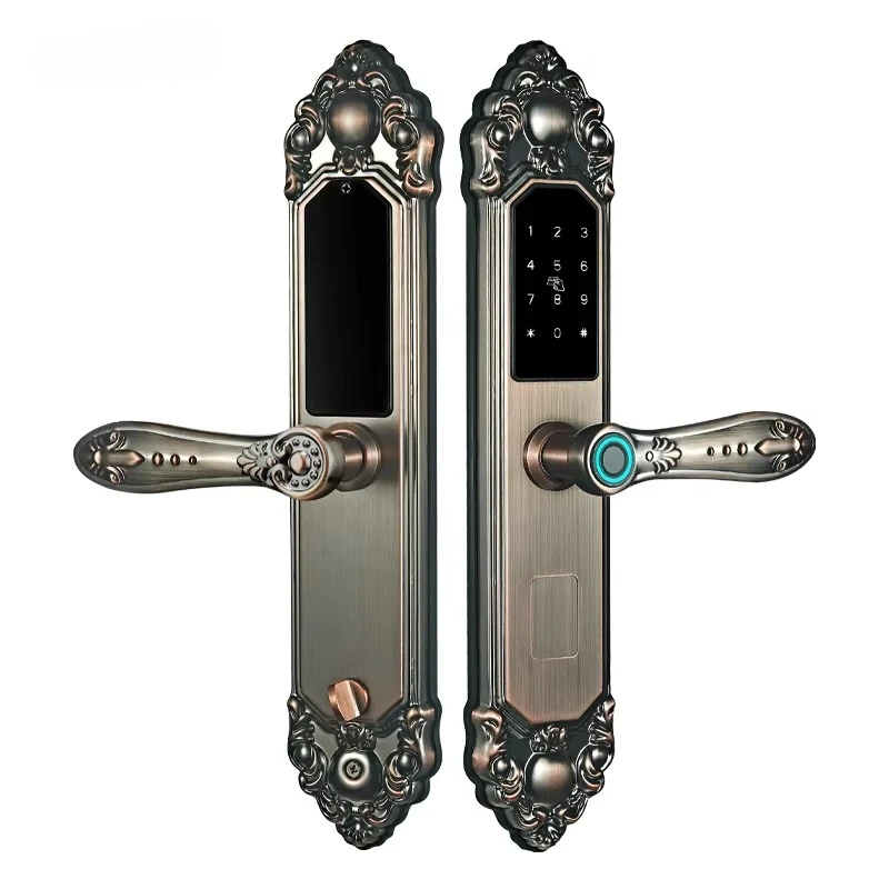 European Style Luxury Smart Lock Waterproof  Fingerprint Password Key Villa Door Lock With Tuya App