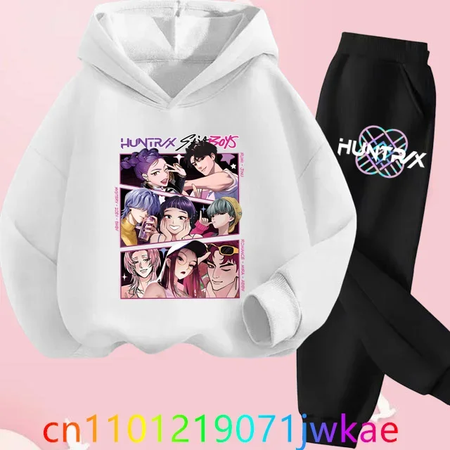 

Kids Hoody Suit KPop Demon Hunters Printed Children's Clothing Y2K Hoodies+Pants Sports Sets KPop Demon Hunters Korean Style