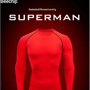 ملابس اللياقة البدنية بأكمام طويلة للرجال ضيق صالح عالي المرونة ضغط سريع الجاف يصلح لتدريب كرة السلة قاعدة الجري أفضل 10 تي شيرتات رجالية كبيرة الحجم للمبيعات - رقم 1