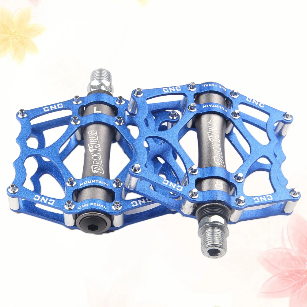 

1 Pair Aluminum Alloy Cycling Bike Pedals Mountain Road Bike Parts Bearing Pedal Accessories Riding Pedal (Blue)