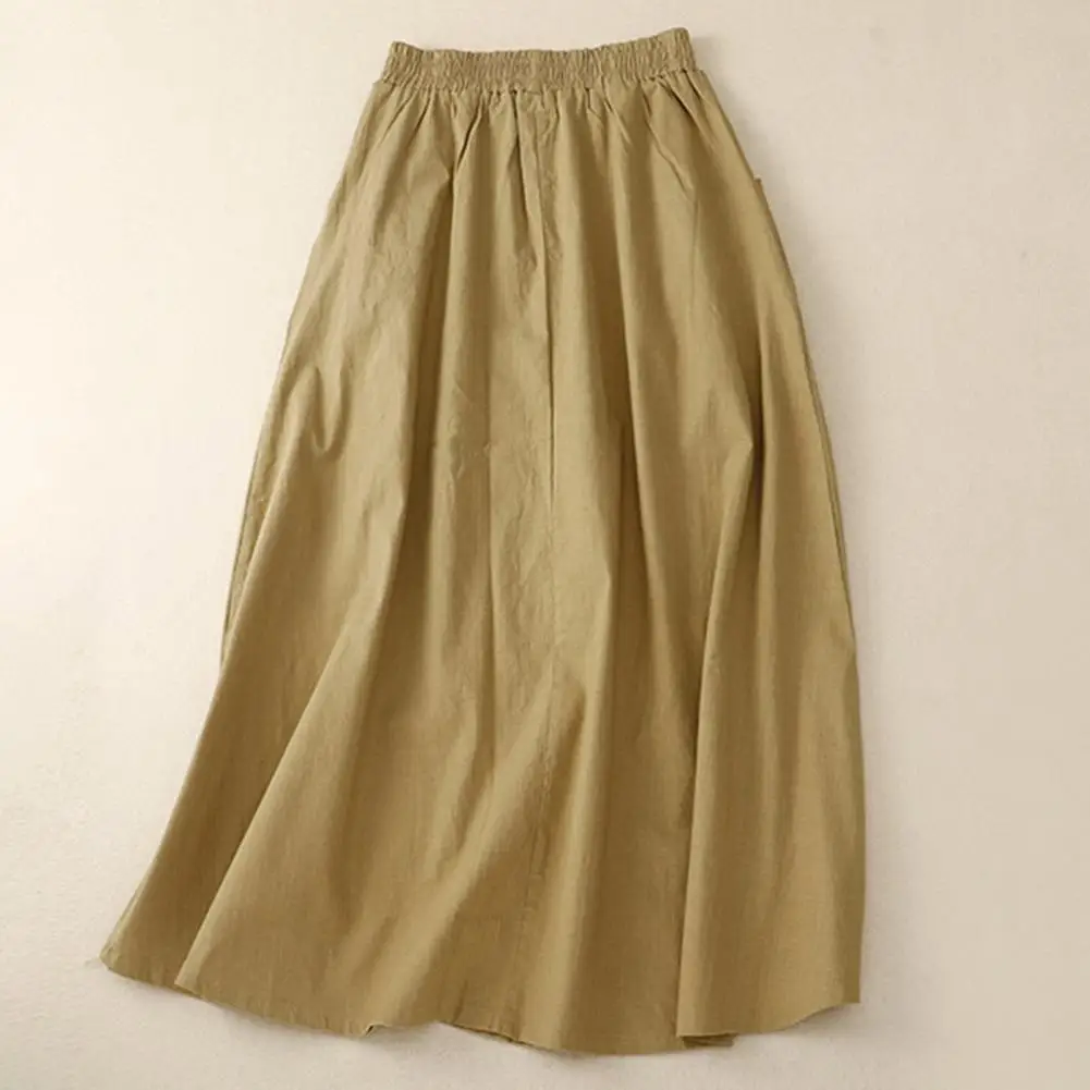 

Women Skirt Elegant Plaid Midi Skirt for Women with Elastic Waist Loose Fit A-line Style for Work Leisure Streetwear A-line