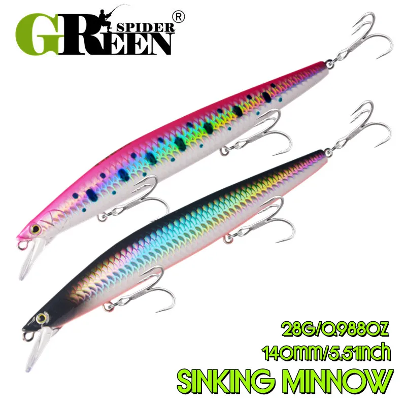 GRSSNSPIDER 28 جرام 140 مللي متر البحر غرق أسماك الصيد إغراء التنغستن الوزن المياه المالحة الطعوم الصلبة ل بايك البحر الطعم الاصطناعي معالجة #1