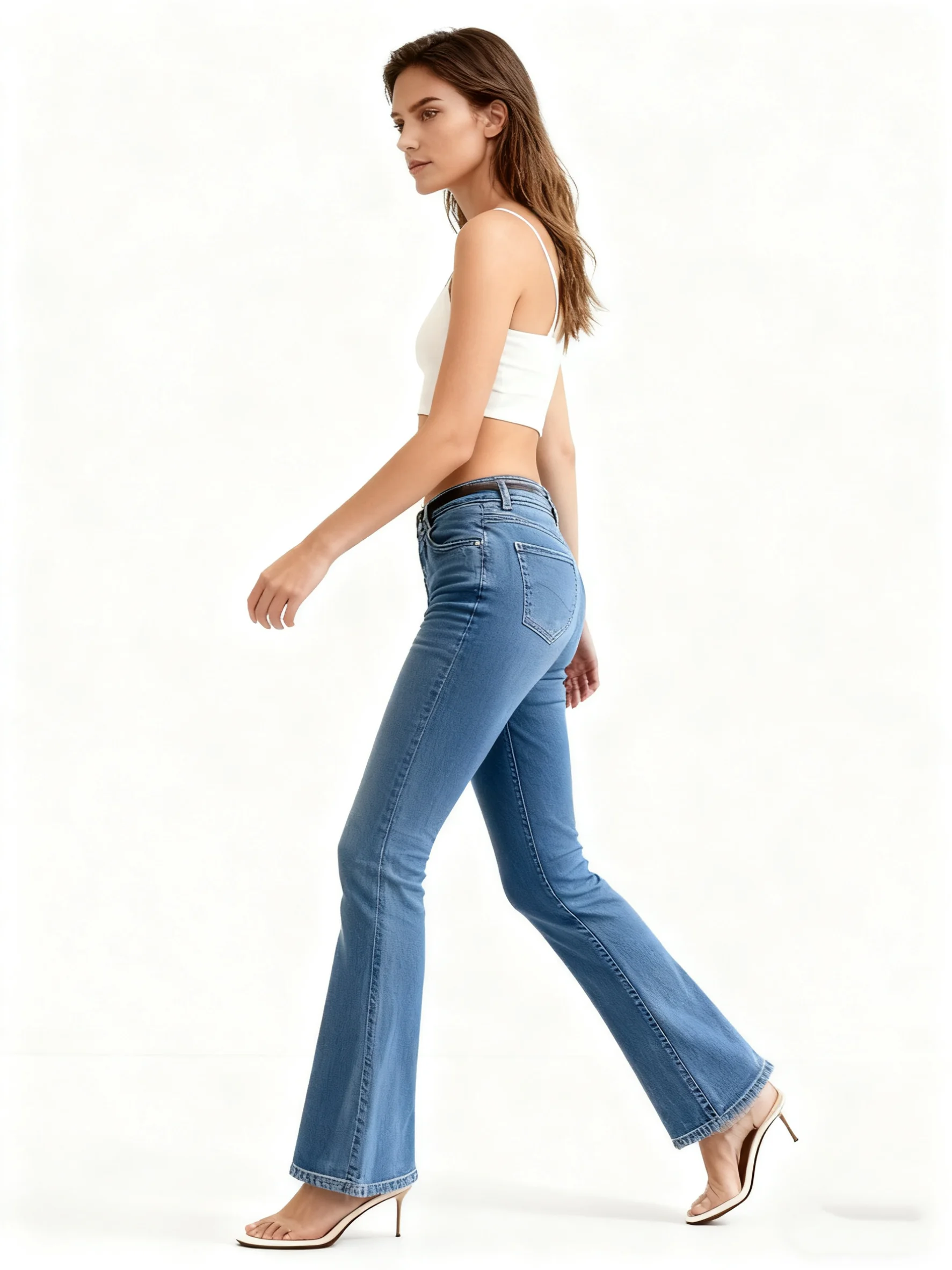 "Pantaloni in denim svasato da donna taglie forti Jeans elasticizzati Comodo abbigliamento casual curvo"