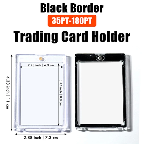 35-180PT Black Border Magnetic Trading Card Holder Case OneTouch UV Protection, Ideal For PTCG and Sports Thick Card Collection