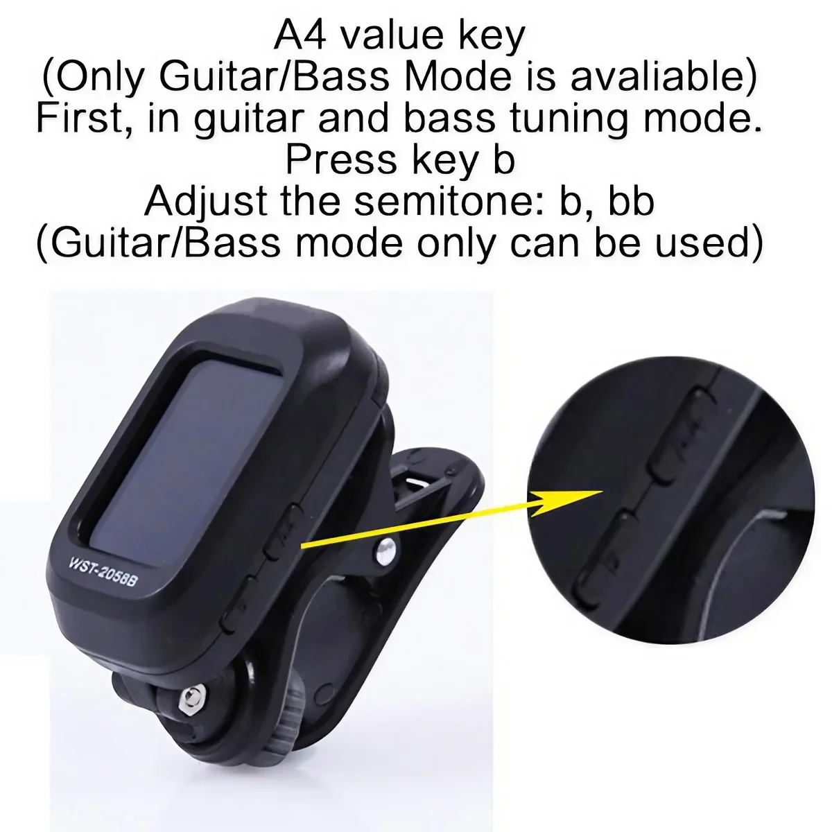 Digital Acoustic Clip-on Guitar Tuner Rotatable Clips on The Tuner LCD Display Colour Acoustic Guitar Bass Ukulele Guitar