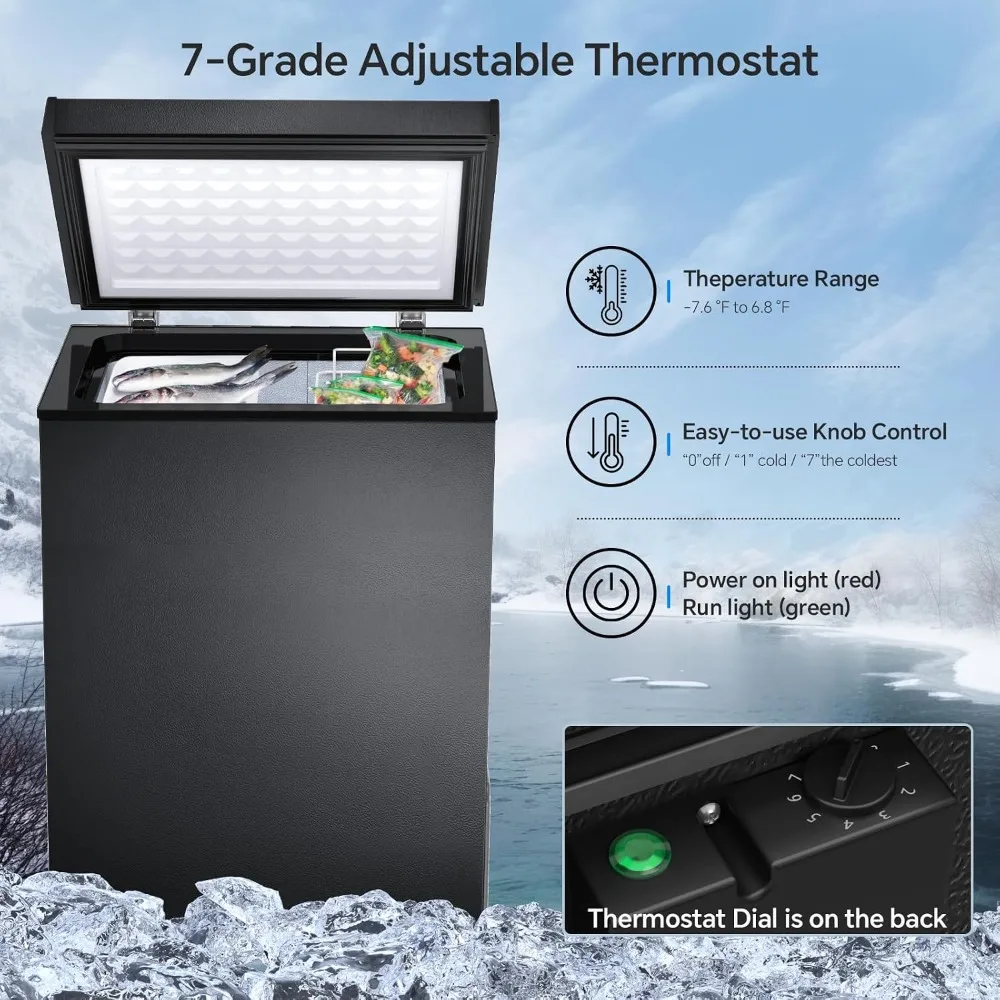 USA Stock 3.2 Cubic Feet Chest Freezer Small Deep Freezer for Home Hot Sale