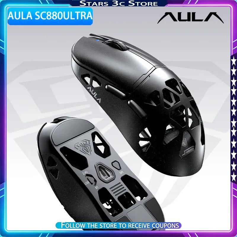 AULA SC880Ultra Magnesium Alloy Mouse SC880MAX Double 8K Return Rate Symmetric Ergonomic Design Low Latency Gaming Mouse